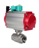 Кран шаровой DN.ru BV3232P(2pc)-FP-T-ISO-H Ду100 Ру40 полнопроходной, внутренняя резьба, корпус - нержавеющая сталь 316, уплотнение - PTFE, с пневмоприводом PA-DA-105, пневмораспределителем 4M310-08 220В и магнитным переключателем ALS200D