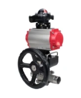 Кран шаровой DN.ru BV3232P(3pc)-FP-W-ISO-H LONG Ду50 Ру40 полнопроход., корпус - нерж.сталь 316, уплотнение - PTFE, под приварку, с пн.приводом PA-DA-083, пн.распределителем 4M310-08 AC220V, ручным дублером MON2-450-T28-ISO и БКВ APL-210N