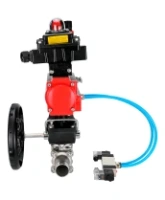Кран шаровой DN.ru BV3232P(3pc)-FP-W-ISO-H LONG Ду50 Ру40 полнопроход., корпус - нерж.сталь 316, уплотнение - PTFE, под приварку, с пн.приводом PA-DA-083, пн.распределителем 4V320-08 AC220V, редуктором MON2-450-T28-ISO, БКВ APL-410N EX и БПВ AFC2000