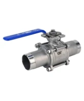 Кран шаровой DN.ru BV3232P(3pc)-FP-W-ISO-H LONG Ду80 Ру25 полнопроходной, трехсоставной, корпус - нержавеющая сталь 316, уплотнение - PTFE, под приварку, с рукояткой