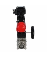 Кран шаровой DN.ru BV3232P(3pc)-FP-W-ISO-H Ду65 Ру25, полнопроходной под приварку, нержавеющая сталь SS316, PTFE, с пневмоприводом PA-DA-083, ручным дублером MON2-450-T28-ISO и с электропневматическим поворотным позиционером YT-1000RSN без обратной связи
