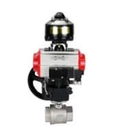 Кран шаровой DN.ru BV3232P(2pc)-FP-T-ISO-H 2 1/2″ Ду65 Ру40 полнопроходной двухходовой, нержавеющая сталь SS316, внутренняя резьба, PTFE, с пн.приводом DN.ru PA-DA-083 пн.распределителем 4M310-08 AC220V ручным дублером MON2-450-T28-ISO БКВ APL-510N-EX