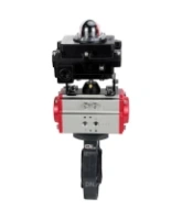 Затвор дисковый поворотный DN.ru WBV4242E-2W-Fb-ISO Дн80 Ру10 межфланцевый, корпус - НПВХ, диск - НПВХ, уплотнение - EPDM, с пневмоприводом PA-SA-083 и БКВ APL-410N EX