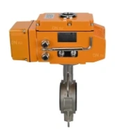 Затвор дисковый поворотный DN.ru WBV3232V-2W-Fb-H Ду80 Ру16, корпус - нержавеющая сталь 316L, диск - нержавеющая сталь 316L, уплотнение - Viton, с электроприводом DN.ru QT-N-005EM-B1-220VAC-У1 DAR (0-10В)