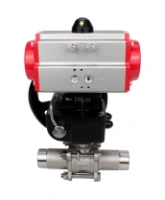 Кран шаровой DN.ru BV3232P(3pc)-FP-W-ISO-H LONG Ду50 Ру40 полнопроходной, корпус - нержавеющая сталь 316, уплотнение - PTFE, под приварку, с пневмоприводом DN.ru PA-DA-083 и редуктором DN.ru MON2-450-T28-ISO