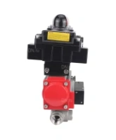 Кран шаровой DN.ru BV3232P(4pc)-SP-3WL-T-ISO-H Ду100 Ру40 стандартнопроходной трехходовой L-тип, нержавеющая сталь SS316, внутренняя резьба, PTFE, пн.приводом PA-DA-083, пн.распределителем 4M310-08 AC220V и БКВ APL-410N EX