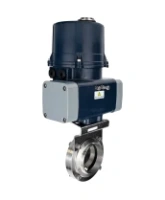Затвор дисковый поворотный DN.ru WBV3131E-2W-W-H Ду15 Ру10 под приварку, корпус - пищевая нерж. сталь AISI 304, диск - нерж. сталь AISI 304, уплотнение - EPDM, с электроприводом четвертьоборотным DN.ru QTSA-N-003EM-O0-220VAC с пружинным возвратом