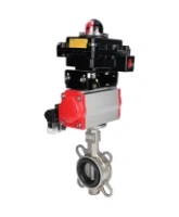 Затвор дисковый поворотный DN.ru WBV3232V-2W-Fb-H Ду200 Ру16, корпус - нержавеющая сталь 316L, диск - нержавеющая сталь 316L, уплотнение - Viton, с пневмоприводом DN.ru PA-DA-130, пневмораспределителем 4M310-08 DC24V и БКВ APL-410N EX