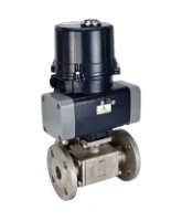 Кран шаровой DN.ru BV3232P(4pc)-FP-3WL-F-ISO-H Ду50 Ру16 полнопроходной трехходовой, фланцевый, корпус - нержавеющая сталь SS316, уплотнение - PTFE, с электроприводом четвертьоборотным DN.ru QTSA-N-005EM-O0-220VAC с пружинным возвратом