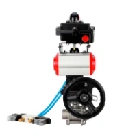 Кран шаровой DN.ru BV3232P(3pc)-FP-W-ISO-H WDVF Ду25 Ру63 полнопроходной, трехсоставной, нерж. сталь 316, PTFE, под приварку, с пневмоприводом PA-DA-052, пн.распределителем 4V320-08 AC220V, БКВ APL-410N EX, ручным дублером MON1-250-T26-ISO