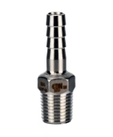 Штуцер елочка DN.ru BF31-T-1/2-13 1/2″х13мм Ду15 Ру16 шланговый, корпус - нержавеющая сталь AISI 304 (CF8), присоединение - наружная резьба/штуцер