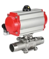 Кран шаровой DN.ru BV3232P(3pc)-FP-W-ISO-H LONG Ду32 Ру40 полнопроходной, корпус - нержавеющая сталь 316, уплотнение - PTFE, под приварку, с пневмоприводом DN.ru PA-SA-083 и пневмораспределителем 4M310-08 AC220V