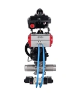 Кран шаровой DN.ru BV3232P(3pc)-FP-W-ISO-H LONG Ду80 Ру25, полнопроходной, нержавеющая сталь 316, уплотнение - PTFE, под приварку, с пневмоприводом PA-DA-083, с пневмораспределителем 4V320-08 AC220V, БКВ APL-410N Ex, ручным дублером MON2-450-T28-ISO
