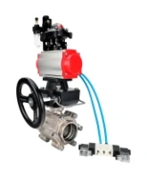 Кран шаровой DN.ru BV3232P(3pc)-FP-SW-ISO-H Ду80 Ру63 полнопроходной, корпус - нержавеющая сталь SS316, под приварку, с пневмоприводом PA-DA-105, пневмораспределителем 4V320-08 AC220V, БКВ APL-210N, ручным дублером MON2-450-T28-ISO, БПВ AFC2000