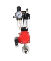 Кран шаровой DN.ru BV3232P(2pc)-FP-T-ISO-H Ду80 Ру40 полнопроходной двухходовой, нержавеющая сталь SS316, внутренняя резьба, уплотнение - PTFE, с пневмоприводом PA-SA-130 с возвратными пружинами, с пневмораспределителем 4M310-08 220В, с БПВ AFC2000