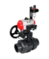 Кран шаровой DN.ru BV4242E-FP-GRM-ISO Дн50 Ру10 полнопроходной, корпус - НПВХ, шар - НПВХ, уплотнение - EPDM, с пневмоприводом PA-DA-052, пневмораспределителем 4M310-08 AC220V, ручным дублером MON1-250-T26-ISO и БПВ AFC2000