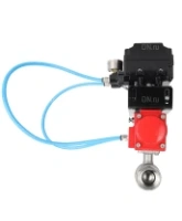 Кран шаровой DN.ru BV3232P(2pc)-FP-T-ISO-H Ду100 Ру40, полнопроходной вн. резьба, нержавеющая сталь SS316, уплотнение - PTFE, с пневмоприводом PA-DA-105 двойного действия и с электропневматическим поворотным позиционером YT-1000RSN без обратной связи