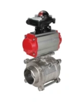 Кран шаровой DN.ru BV3232P(3pc)-FP-W-ISO-H Ду25 Ру63 полнопроходной двухходовой, нержавеющая сталь SS316, под приварку, уплотнение - PTFE, с пневмоприводом DN.ru PA-DA-52 и блоком концевых выключателей APL-210N