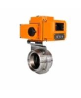 Затвор дисковый поворотный DN.ru WBV3131E-2W-T-H Ду100 Ру10 резьбовой, корпус - пищевая нержавеющая сталь 304, уплотнение - EPDM, с электроприводом QT-N-005EM-B1-220VAC-У1 c датчиком обратной связи и входным управляющим сигналом 0-10В HARK