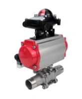 Кран шаровой DN.ru BV3232P(3pc)-FP-W-ISO-H LONG Ду32 Ру40 полнопроходной, корпус - нержавеющая сталь 316, уплотнение - PTFE, под приварку, с пневмоприводом DN.ru PA-SA-083, пневмораспределителем 4M310-08 AC220V и БКВ APL-210N