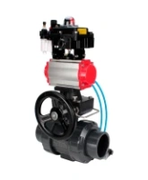 Кран шаровой DN.ru BV4242E-FP-GRM-ISO Дн50 Ру10 полнопроходной, корпус - НПВХ, шар - НПВХ, уплотнение - EPDM, с пневмоприводом PA-DA-052, пневмораспределителем 4V320-10 AC220V, ручным дублером MON1-250-T26-ISO, БКВ APL-410N EX и БПВ AFC2000