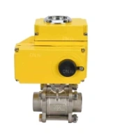 Кран шаровой DN.ru BV3232P(3pc)-FP-W-ISO-H Ду15 Ру63 полнопроходной двухходовой, нержавеющая сталь SS316, под приварку, уплотнение - PTFE, с 1/4-оборотным электроприводом DN.RU QT-N-003EM-O1-220VAC-У1
