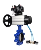 Затвор дисковый поворотный DN.ru WBV1616E-2W-Fb-H Ду125 Ру16 LUG корпус - чугун QT450, диск - чугун QT450, уплотнение - EPDM, с пневмоприводом DN.ru PA-DA-105-1, пневмораспределителем 4V320-08 AC220V, БКВ APL-510N EX и БПВ AFC2000