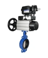 Затвор дисковый поворотный DN.ru WBV1413E-2W-Fb-H Ду150 Ру16, корпус - чугун GGG50, диск - чугун GGG40, уплотнение - EPDM, с пневмоприводом DN.ru PA-DA-105-1 двойного действия и с электропневматическим поворотным позиционером YT-1000RSN с обратной связью