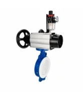 Затвор дисковый поворотный DN.ru WBV3434Pf-2W-Fb-R Ду200 Ру16, корпус - углеродистая сталь WCB, диск - углеродистая сталь WCB, футерованный PTFE, уплотнение - PTFE, с пневмоприводом PA-DA-105-1, пневмораспределителем 4M310-08 AC220V и БПВ AFC2000