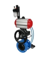 Затвор дисковый поворотный DN.ru WBV1313E-2W-F-H Ду100 Ру16 фланцевый чугун GGG40, диск - чугун GGG40, EPDM, с пневмоприводом DN.ru PA-DA-105, пневмораспределителем DN.ru 4V320-10 AC220V, ручным дублером DN.ru MON1-250-T26-ISO и БПВ DN.ru AFC2000