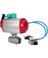 Кран шаровой DN.ru BV3232P(2pc)-FP-T-ISO-H Ду100 Ру40 полнопроходной, внутренняя резьба, корпус - нержавеющая сталь 316, уплотнение - PTFE, с пневмоприводом PA-DA-105, пневмораспределителем 4V320-08 AC220V и магнитным переключателем ALS200D