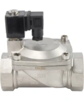 Клапан электромагнитный DN.ru VS431-ET-NC-220VAC 2″ Ду50 Ру16, соленоидный двухходовой, корпус - нержавеющая сталь 304, уплотнение - EPDM, резьбовой, нормально-закрытый, пилотный, катушка - 220В