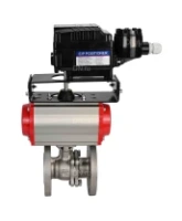 Кран шаровой DN.ru BV3232P(2pc)-FP-F-ISO-H Ду50 Ру40 полнопроходной двухходовой, нерж. сталь SS316, фланцевый, PTFE, с пневмоприводом PA-SA-105 с возвратными пружинами и с электропневматическим поворотным позиционером YT-1000RSN без обратной связи