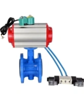 Затвор дисковый поворотный DN.ru WBV1331E-2W-F-H Ду50 Ру16 корпус - чугун GGG40, диск - нержавеющая сталь 304, уплотнение - EPDM, с пневмоприводом PA-DA-105, пневмораспределителем 4V320-08 AC220V и магнитным переключателем ALS200D