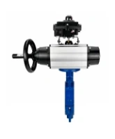Затвор дисковый поворотный DN.ru WBV3434Pf-2W-Fb-R Ду200 Ру16, корпус - углеродистая сталь WCB, диск - углеродистая сталь WCB, футерованный PTFE, уплотнение - PTFE, с пневмоприводом PA-DA-105-1 и БКВ APL-410N EX