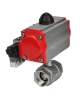 Кран шаровой DN.ru BV3232P(2pc)-FP-T-ISO-H Ду100 Ру40 полнопроходной, внутренняя резьба, нержавеющая сталь 316, уплотнение - PTFE, с пневмоприводом PA-SA-130, пневмораспределителем 4M310-08 AC220V