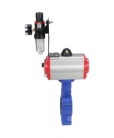 Затвор дисковый поворотный DN.ru WBV1616E-2W-Fb-H Ду50 Ру16 LUG корпус - чугун QT450, диск - чугун QT450, уплотнение - EPDM, с пневмоприводом DN.ru PA-DA-065, пневмораспределителем 4M310-08 AC220V и БПВ AFC2000