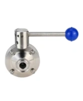 Затвор дисковый поворотный кламповый DN.ru WBV3131E-2W-C-H Ду40 Ру10 корпус - пищевая нержавеющая сталь 304, уплотнение – EPDM, присоединение - кламп (clamp), с рукояткой