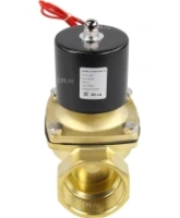 Клапан электромагнитный DN.ru VS100-VT-NC-24VAC 2″ Ду50 Ру10 прямого действия двухходовой, корпус - латунь, присоединение - внутренняя резьба, уплотнение - VITON, нормально-закрытый, катушка - 24 В AC