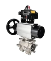 Кран шаровой DN.ru BV3232P(3pc)-FP-SW-ISO-H Ду100 Ру63 полнопроходной, корпус - нержавеющая сталь SS316, под приварку, с пневмоприводом PA-DA-105-1, БКВ APL-410N EX