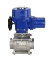 Кран шаровой DN.ru BV3232P(3pc)-FP-W-ISO-H Ду25 Ру63 полнопроходной двухходовой, нержавеющая сталь SS316, под приварку, уплотнение - PTFE, с 1/4-оборотным электроприводом DN.ru QT-N-005M-O2-220VAC-У1