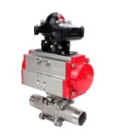 Кран шаровой DN.ru BV3232P(3pc)-FP-W-ISO-H LONG Ду32 Ру40 полнопроходной, корпус - нержавеющая сталь 316, уплотнение - PTFE, под приварку, с пневмоприводом DN.ru PA-DA-052 и БКВ APL-210N