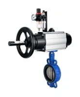 Затвор дисковый поворотный DN.ru WBV1432N-2W-Fb-H Ду125 Ру16, корпус - чугун GGG50, диск - нержавеющая сталь 316L, уплотнение - NBR, с пневмоприводом DN.ru PA-DA-105-1 двойного действия, пневмораспределителем 4M310-08 AC220V, БПВ AFC2000