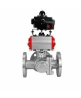 Кран шаровой DN.ru BV3232P(2pc)-FP-3WL-F-ISO-H Ду80 Ру16 HYMT трехходовой L-тип, полнопроходной, фланцевый, корпус - нержавеющая сталь AISI316, с пневмоприводом PA-SA-130, пневмораспределителем 4M320-08 AC220V и БКВ APL-410N EX