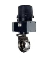 Затвор дисковый поворотный DN.ru WBV3131S-2W-C-H Ду100 Ру10 кламповый, корпус - пищевая нерж. сталь AISI 304, диск - нерж. сталь AISI 304, уплотнение - Silicon, с электроприводом четвертьоборотным DN.ru QTSA-N-003EM-O0-220VAC с пружинным возвратом