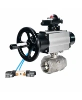 Кран шаровой DN.ru BV3232P(4pc)-SP-3WL-T-ISO-H WDVF Ду65 Ру40 стандартнопроходной, 3-ходовой L-тип, внутренняя резьба, нержавеющая сталь AISI 316, PTFE, с пневмоприводом PA-DA-105-1, пневмораспределителем 4V320-08 AC220V и БКВ APL-210N
