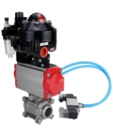 Кран шаровой DN.ru BV3232P(3pc)-FP-W-ISO-H Ду25 Ру63 полнопроходной двухходовой, нержавеющая сталь SS316, под приварку, уплотнение - PTFE, с пн.приводом DN.ru PA-DA-052 пн.распределителем 4V320-08 AC220V БПВ AFC2000 БКВ APL-510N-EX