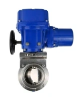 Затвор дисковый поворотный DN.ru WBV3131S-2W-T-H Ду40 Ру10 резьбовой, корпус - пищевая нержавеющая сталь 304, уплотнение - Silicon, с электроприводом QT-N-005M-O2-220VAC-У1 с моментной муфтой и штурвалом
