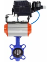 Затвор дисковый поворотный DN.ru WBV1132N-2W-Fb-H Ду125 Ру16, корпус - чугун GG25, диск - нержавеющая сталь 316L, уплотнение - NBR, с пневмоприводом DN.ru PA-SA-140 и с электропневматическим поворотным позиционером YT-1000RSN с обратной связью