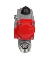 Кран шаровой DN.ru BV3232P(2pc)-FP-T-ISO-H Ду100 Ру40 полнопроходной, внутренняя резьба, нержавеющая сталь 316, уплотнение - PTFE, с пневмоприводом PA-SA-130 с возвратными пружинами